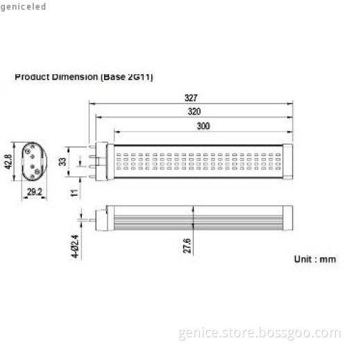 AC100-240V 12W LED 2G11 PL lighting